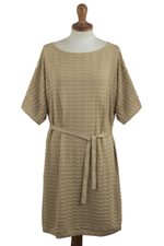 Cotton dress, 'Thalu in Sand' - Organic Pima Cotton Tee Dress in Sand Brown from Peru