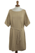 Cotton dress, 'Thalu in Sand' - Organic Pima Cotton Tee Dress in Sand Brown from Peru