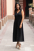 Vestido de algodón - Vestido largo abotonado de algodón orgánico en negro de Perú