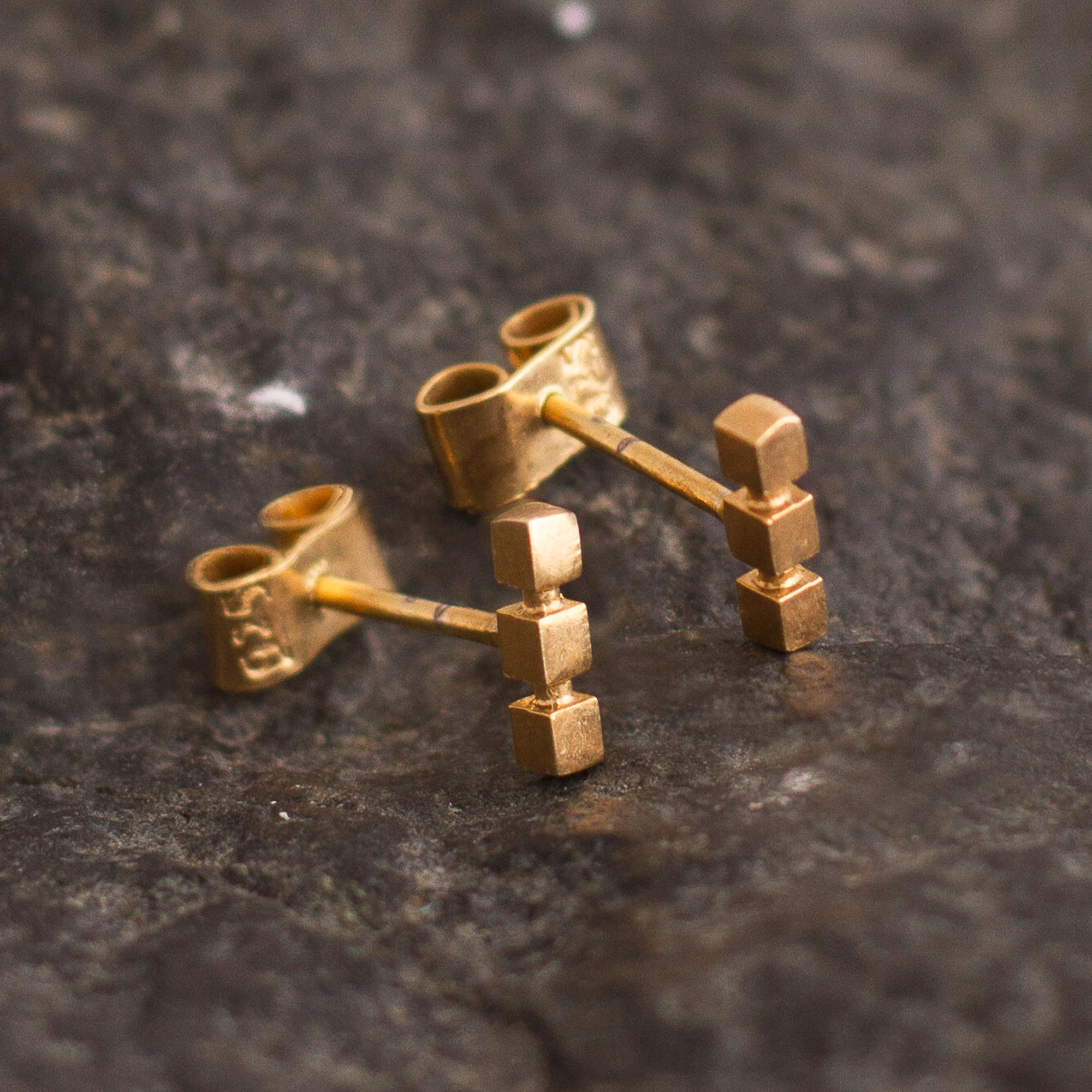 Gold Plated Geo Stud Post Earrings From Peru Golden Geometry Novica