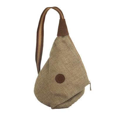 Artisan Crafted Jute and Leather shoulder Bag