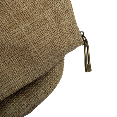 Leather-accented jute shoulder bag, 'Rustic Style on the Go' - Artisan Crafted Jute and Leather shoulder Bag