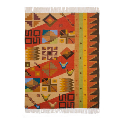 Alpaca rug, 'Inca Royalty' (5 x 6.5) - Handwoven Alpaca Wool Geometric Rug 5 x 6.5 from Peru
