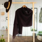 100% alpaca shawl, 'Subtle Mood' - Fringed 100% Alpaca Shawl