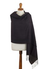 100% alpaca shawl, 'Subtle Mood' - Fringed 100% Alpaca Shawl