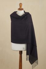 100% alpaca shawl, 'Subtle Mood' - Fringed 100% Alpaca Shawl