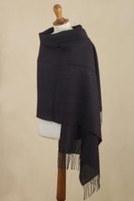 100% alpaca shawl, 'Subtle Mood' - Fringed 100% Alpaca Shawl