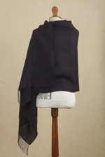 100% alpaca shawl, 'Subtle Mood' - Fringed 100% Alpaca Shawl