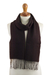 100% alpaca scarf, 'Marsala Wine' - Knitted Raisin Brown Alpaca Scarf from Peru thumbail