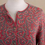 Cotton cardigan, 'Miraflores Joy' - Jacquard Pattern 100% Cotton Orange Cardigan from Peru