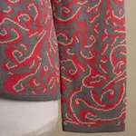 Cotton cardigan, 'Miraflores Joy' - Jacquard Pattern 100% Cotton Orange Cardigan from Peru