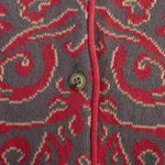 Cotton cardigan, 'Miraflores Joy' - Jacquard Pattern 100% Cotton Orange Cardigan from Peru