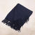 Acrylic and alpaca blend throw blanket, 'Intersections in Blue' - Fringed Blue Acrylic/Alpaca Throw Blanket (image 2b) thumbail
