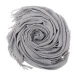 Throw blanket, 'Intersections in Grey' - Ash Grey Acrylic Blend Throw Blanket