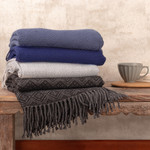 Throw blanket, 'Intersections in Grey' - Ash Grey Acrylic Blend Throw Blanket