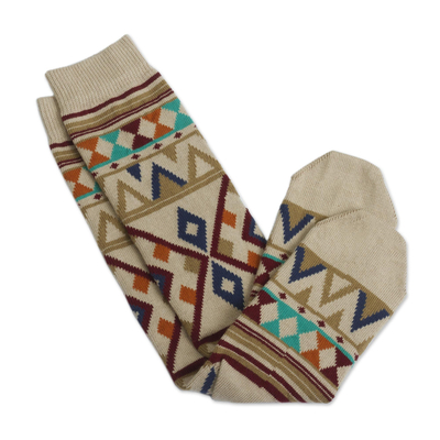 Geometric Motif Unisex Socks - Cuzco Heritage | NOVICA