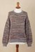 Recycled polyester blend sweater, 'Rainbow Mountains' - Handwoven Recycled Polyester Sweater from Peru (image 2c) thumbail