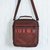 Leather messenger bag, 'Morral in Chestnut Brown' - Wool Insert Leather Brown Crossbody Messenger Bag from Peru (image 2) thumbail