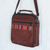 Leather messenger bag, 'Morral in Chestnut Brown' - Wool Insert Leather Brown Crossbody Messenger Bag from Peru (image 2b) thumbail
