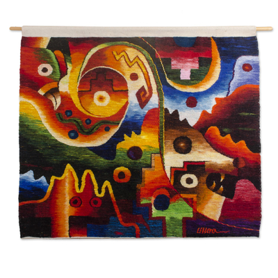Multicolored Abstract Wool Tapestry