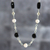 Obsidian and cultured pearl necklace, 'Quiet Fire' - Black Obsidian and Cultured Pearl Necklace from Peru (image 2) thumbail