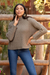 100% alpaca sweater, 'Lea' - 100% Alpaca Knitted Taupe Brown Sweater from Peru thumbail