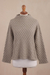 100% alpaca sweater, 'Lea' - 100% Alpaca Knitted Taupe Brown Sweater from Peru (image 2c) thumbail