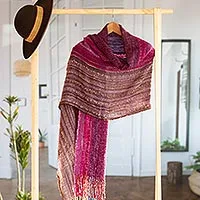 Baby alpaca blend shawl, 'Andean Valley Flower' - Hand Woven Baby Alpaca Blend Shawl from Peru