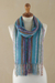 Baby alpaca blend scarf, 'Andean Sky' - Handwoven Baby Alpaca Blend Colorful Striped Scarf from Peru (image 2b) thumbail