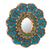 Reverse-painted glass wall accent mirror, 'Celestial Bouquet' - Oval Reverse-Painted Glass Wall Accent Mirror