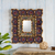 Reversed-painted glass wall accent mirror, 'Purple Beauty' - Handcrafted Reverse-Painted Glass Mirror Accent from Peru thumbail