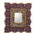 Reversed-painted glass wall accent mirror, 'Purple Beauty' - Handcrafted Reverse-Painted Glass Mirror Accent from Peru (image 2a) thumbail