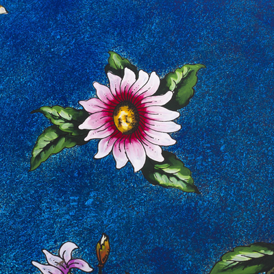 Reverse-painted glass tray, 'Wildflower Ways' - Floral Reverse-Painted Glass Tray