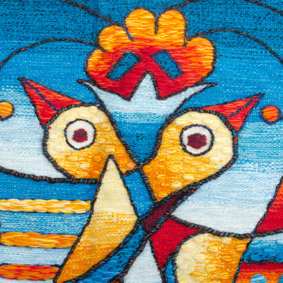 Alpaca tapestry, 'Dance of the Birds' - Hand Woven Bird Motif Tapestry