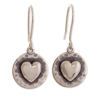 Handcrafted Heart-Themed Sterling Silver Earrings from Peru