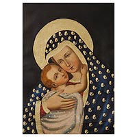 'Virgin Mary' - Gilded Oil Painting of the Virgin Mary with Baby Jesus