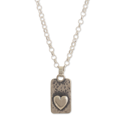 Sterling silver pendant necklace, 'Special Love' - Handmade Heart-Themed Pendant Necklace from Peru