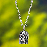 Sterling silver pendant necklace, 'Sacred Tree of Life'