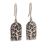 Sterling silver dangle earrings, 'Sacred Tree of Life' - 925 Sterling Silver Tree of Life Dangle Earrings from Peru