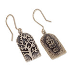 Sterling silver dangle earrings, 'Sacred Tree of Life' - 925 Sterling Silver Tree of Life Dangle Earrings from Peru