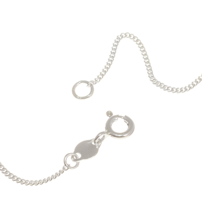 Sterling silver pendant necklace, 'Geometric Cat' - Sterling Silver Minimalist Cat Pendant Necklace from Peru