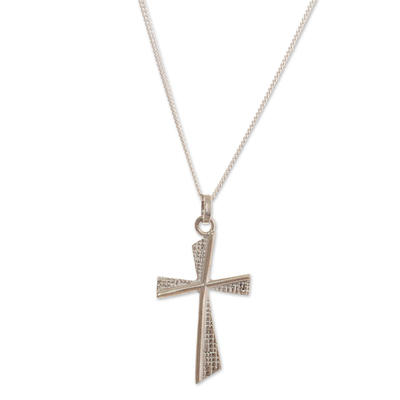 925 Sterling Silver Minimalist Cross Necklace from Peru