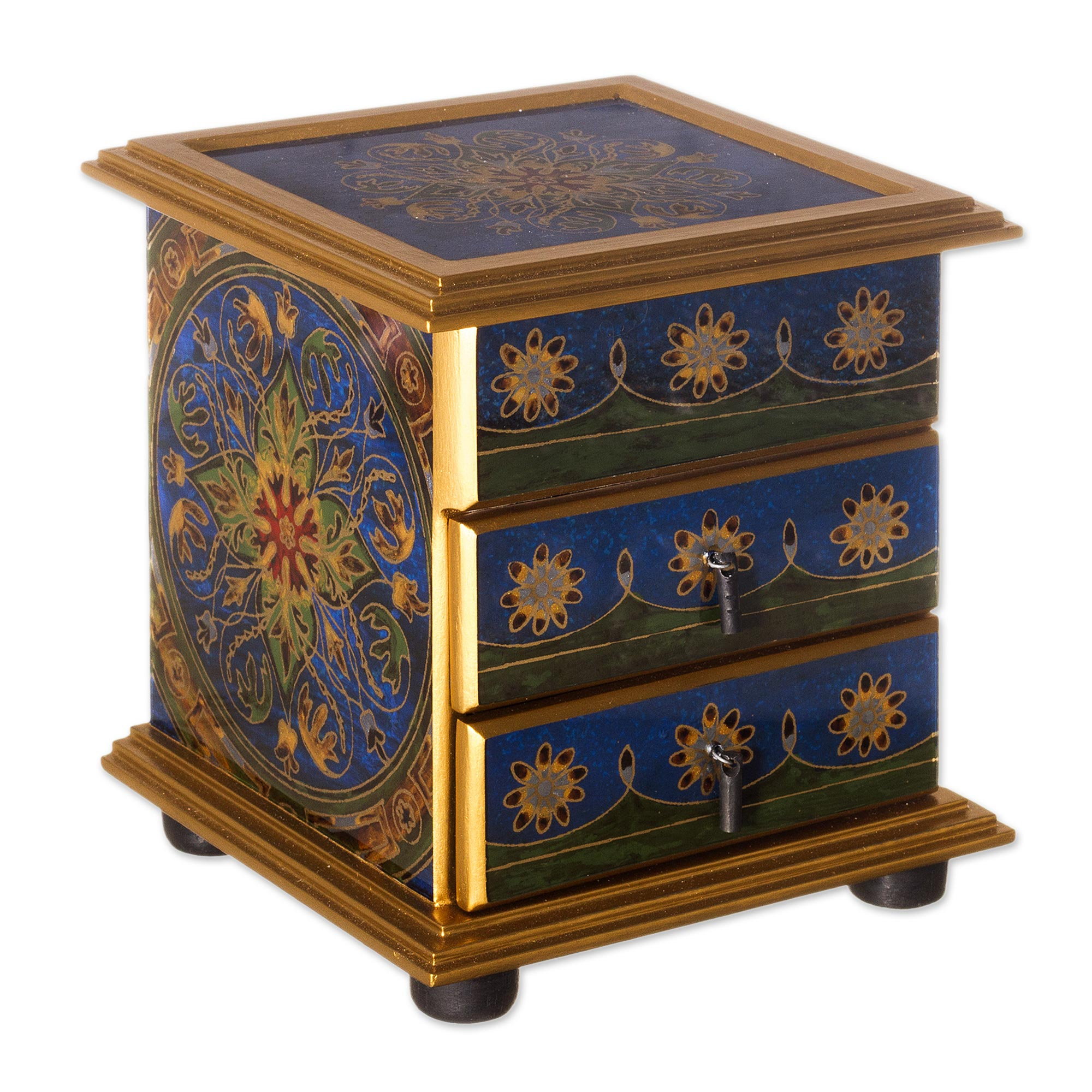 UNICEF Market | Reverse Painted Floral Glass Jewelry Box Chest from ...