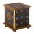 Reverse painted glass jewelry chest, 'Vintage Blue' - Reverse Painted Floral Glass Jewelry Box Chest from Peru thumbail