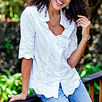 Featured review for Cotton blouse, Purely Feminine in White