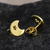 Gold-plated stud earrings, 'Glowing Night' - 18k Gold-plated Silver Star and Moon Stud Earrings from Peru (image 2c) thumbail