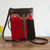 Leather sling, 'Cusco Llama' - Llama-Themed Red and Black Suede Leather Sling from Peru' (image 2) thumbail
