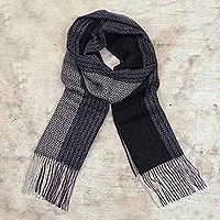 100% alpaca scarf, 'Night Wolf' - Unisex 100% Alpaca Scarf