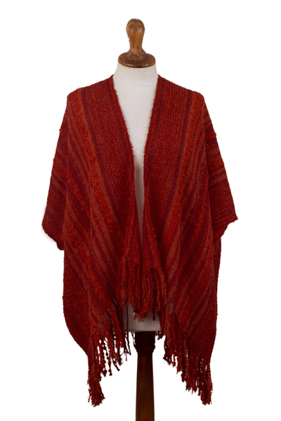 Red Hand Woven Baby Alpaca Blend Capelet