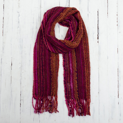 Baby alpaca blend scarf, 'Andean Mountain' - Vibrant Colored Andean Baby Alpaca Blend Scarf from Peru